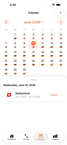 NomadCount Calendar